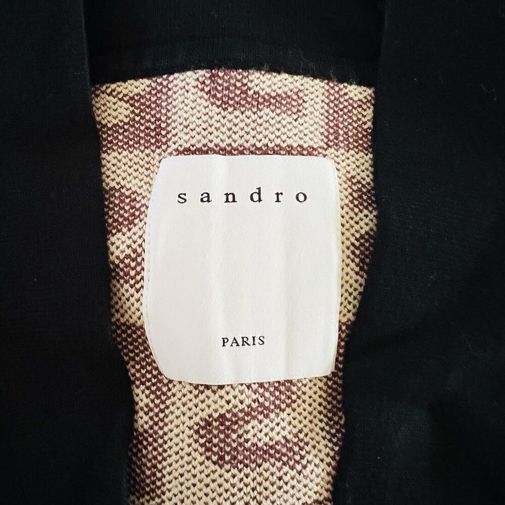 SANDRO Brown Beige Long Coatigan With Jacquard Pattern - 1 (Small) - Picture 2 of 6